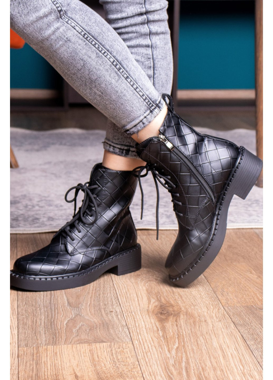 Осенние ботинки женские richardson 2396 24 черный Fashion из искусственной кожи