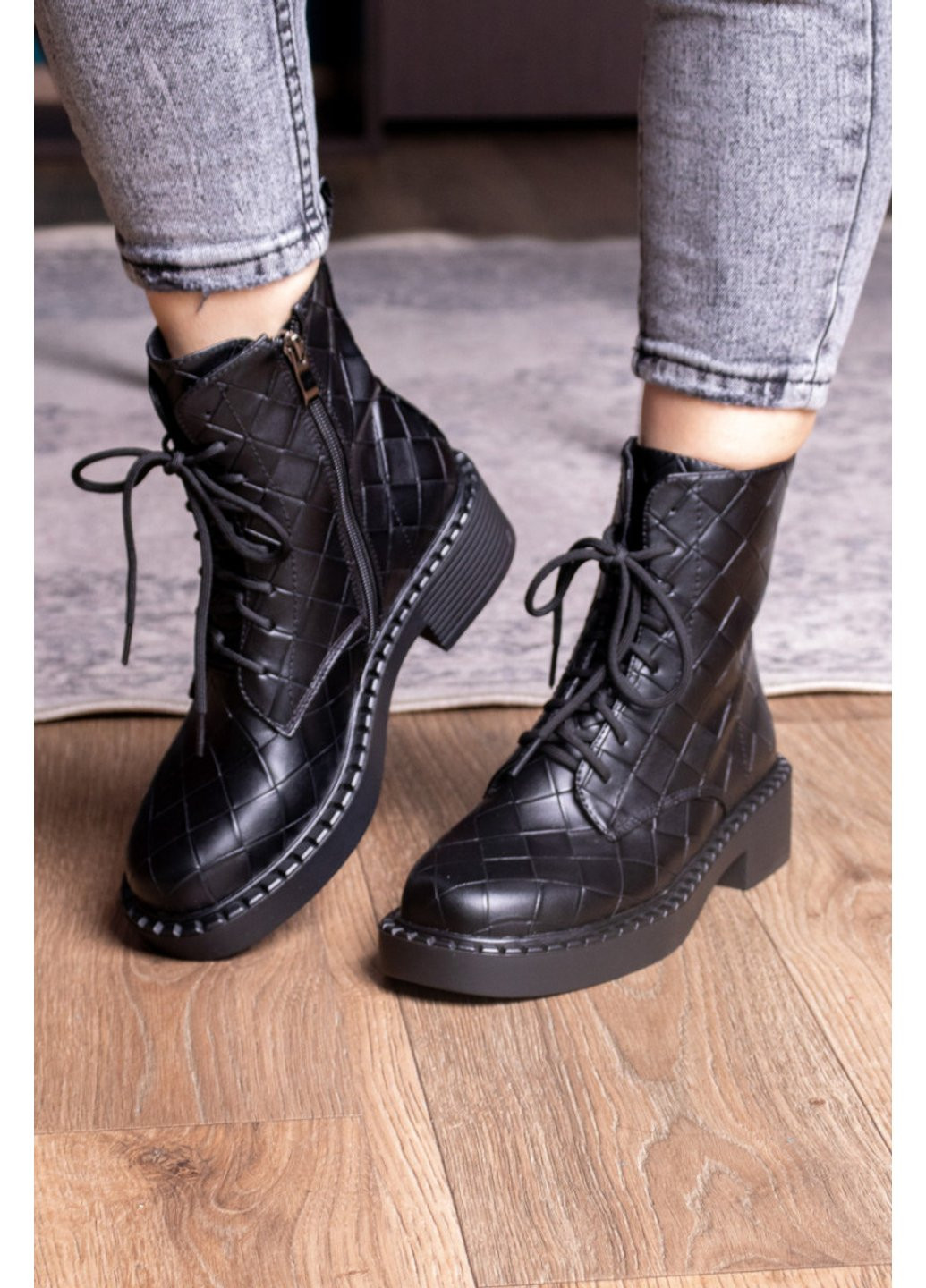 Осенние ботинки женские richardson 2396 24 черный Fashion из искусственной кожи
