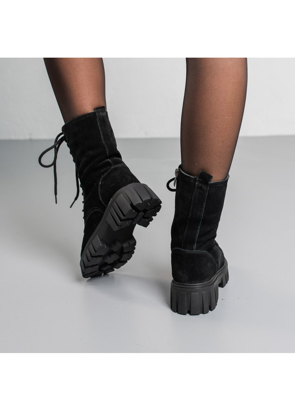 Зимние ботинки женские зимние candy 3813 235 черный Fashion из натуральной замши