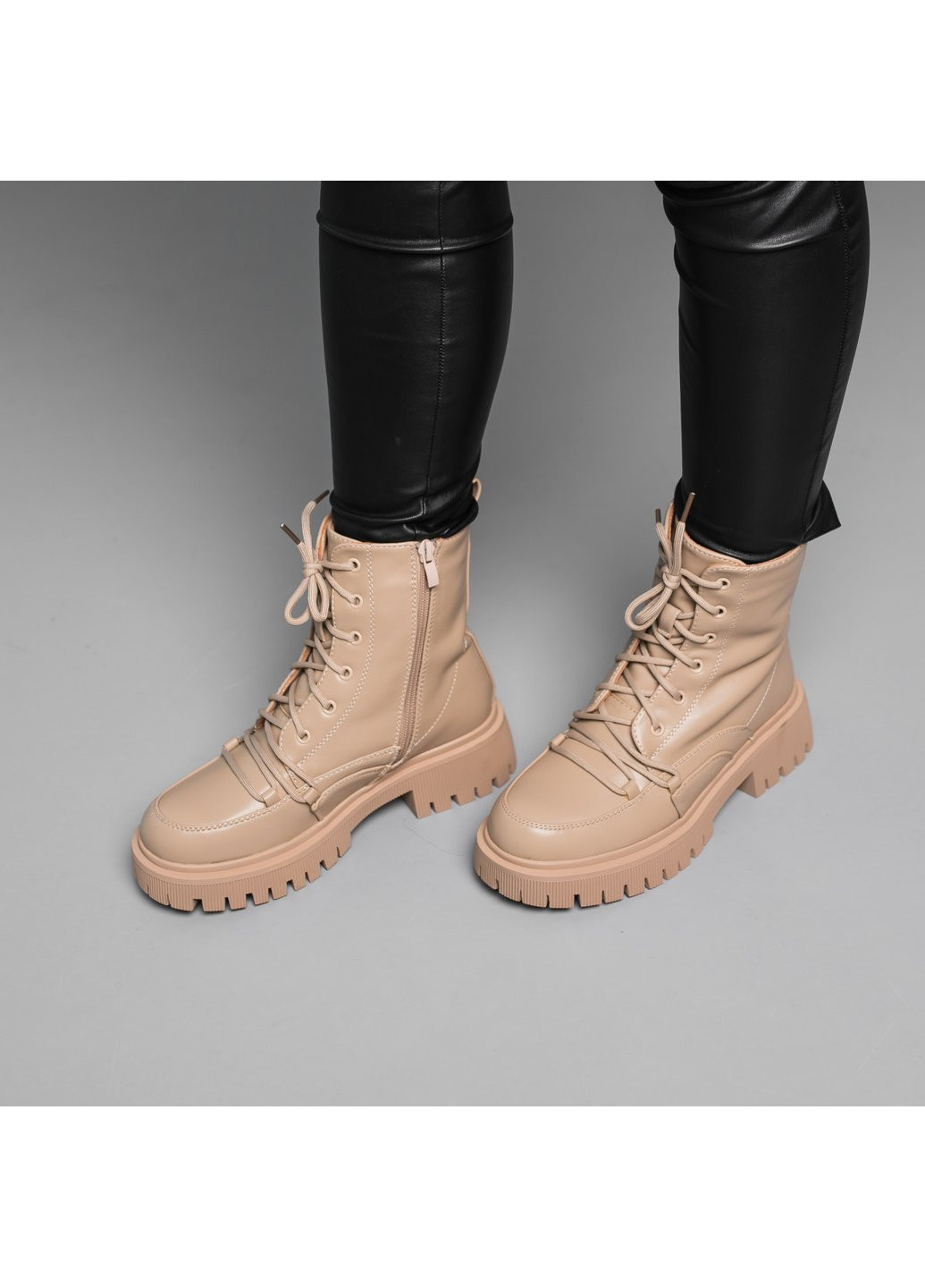 Зимние ботинки женские зимние echo 3879 235 бежевый Fashion из искусственной кожи