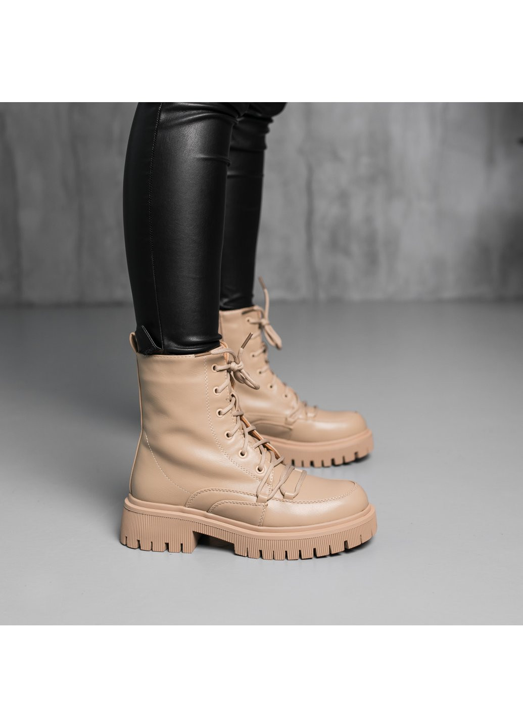 Зимние ботинки женские зимние echo 3879 235 бежевый Fashion из искусственной кожи