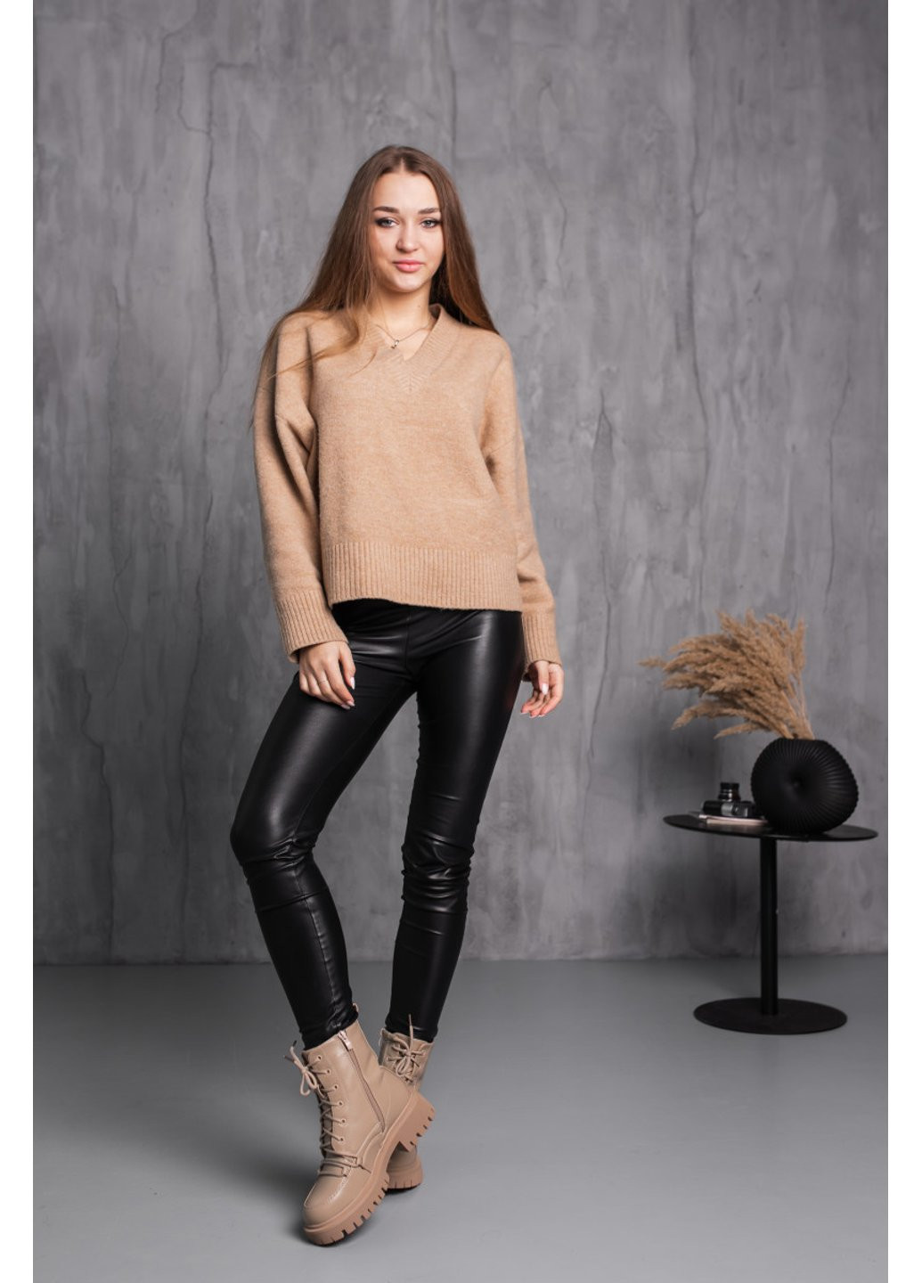 Зимние ботинки женские зимние echo 3879 235 бежевый Fashion из искусственной кожи