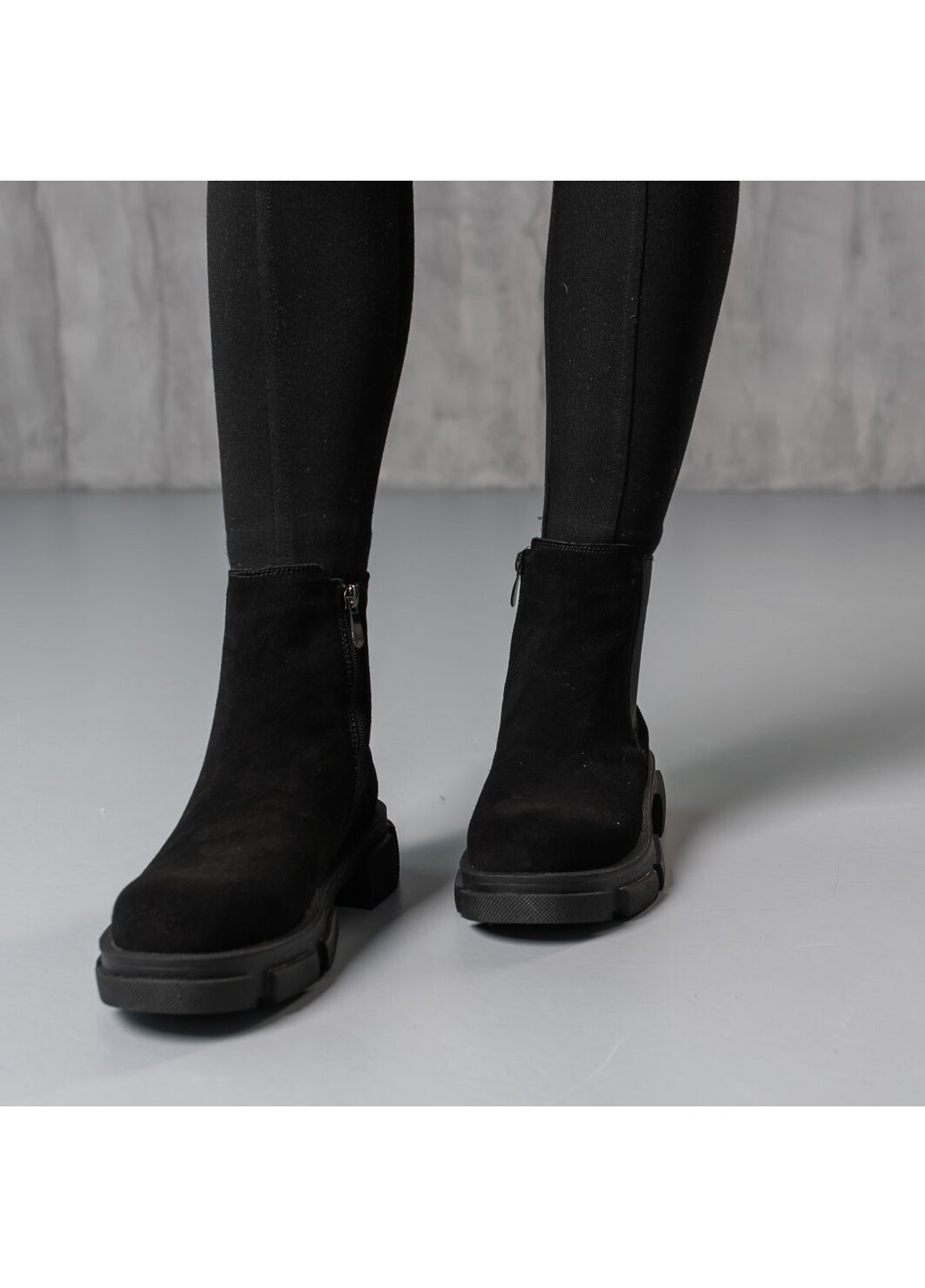 Осенние ботинки женские hoofy 3846 24 черный Fashion из натуральной замши