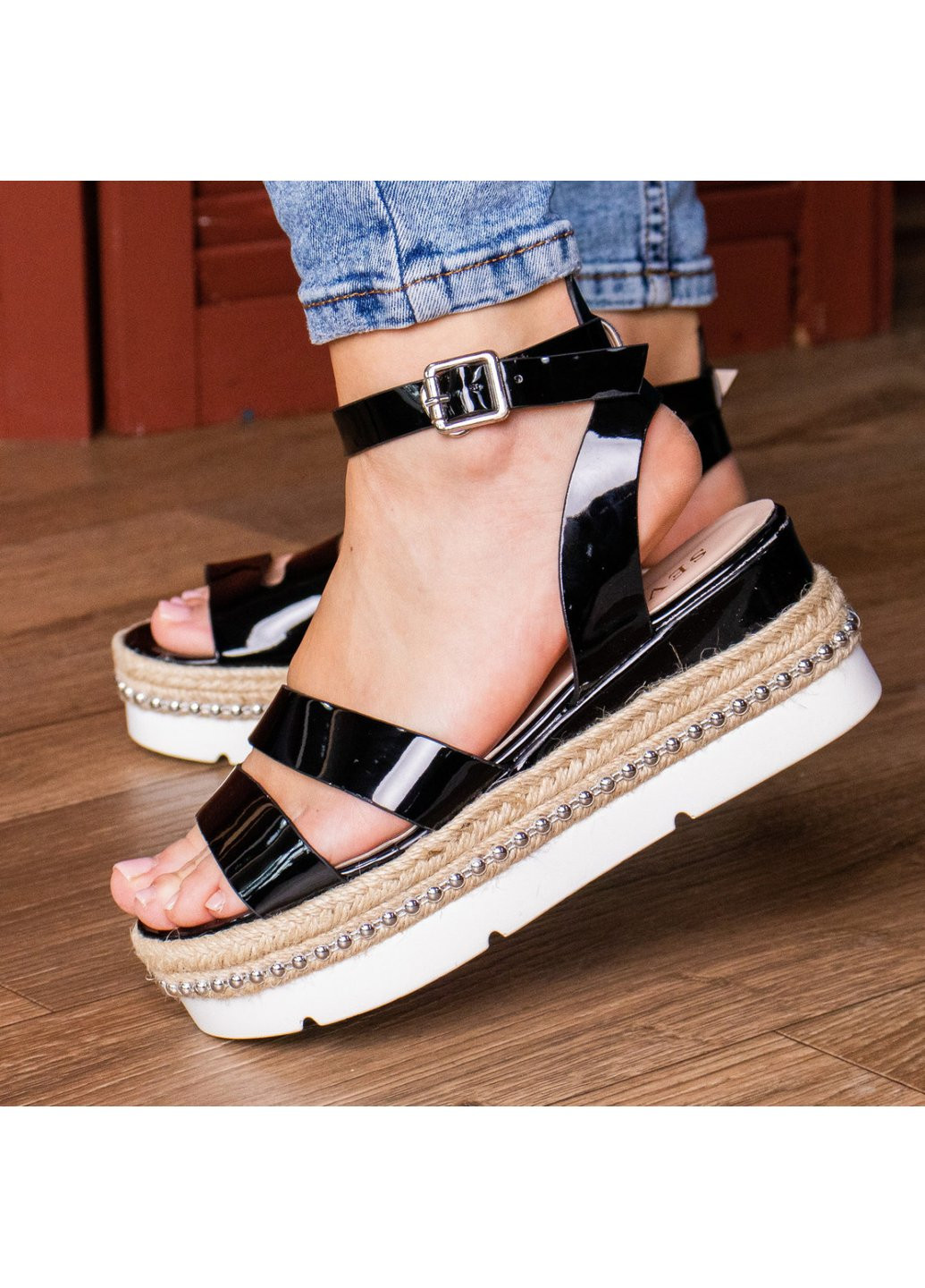 Жіночі стильні сандалі на танкетці Pepita 1043 Чорний Fashion (257518250)