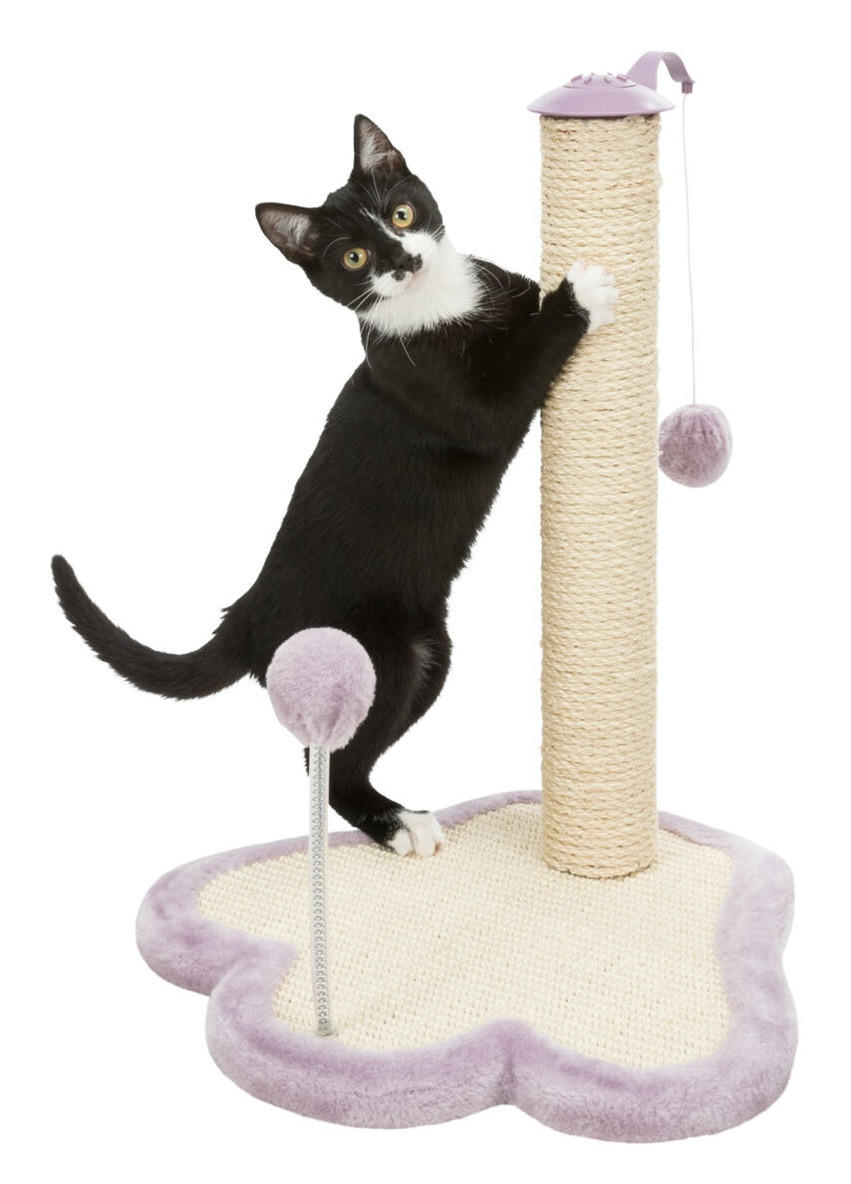Когтеточка для котят Junior Столбик-лапа с игрушками сизаль/плюш светло-сиреневый/натуральный, 40*38*50 см Trixie (257960760)
