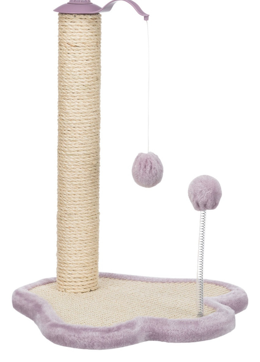 Дряпка для кошенят Junior Стовпчик-лапа з іграшками сизаль/плюш світло-бузковий/натуральний, 40*38*50 см Trixie (257960760)