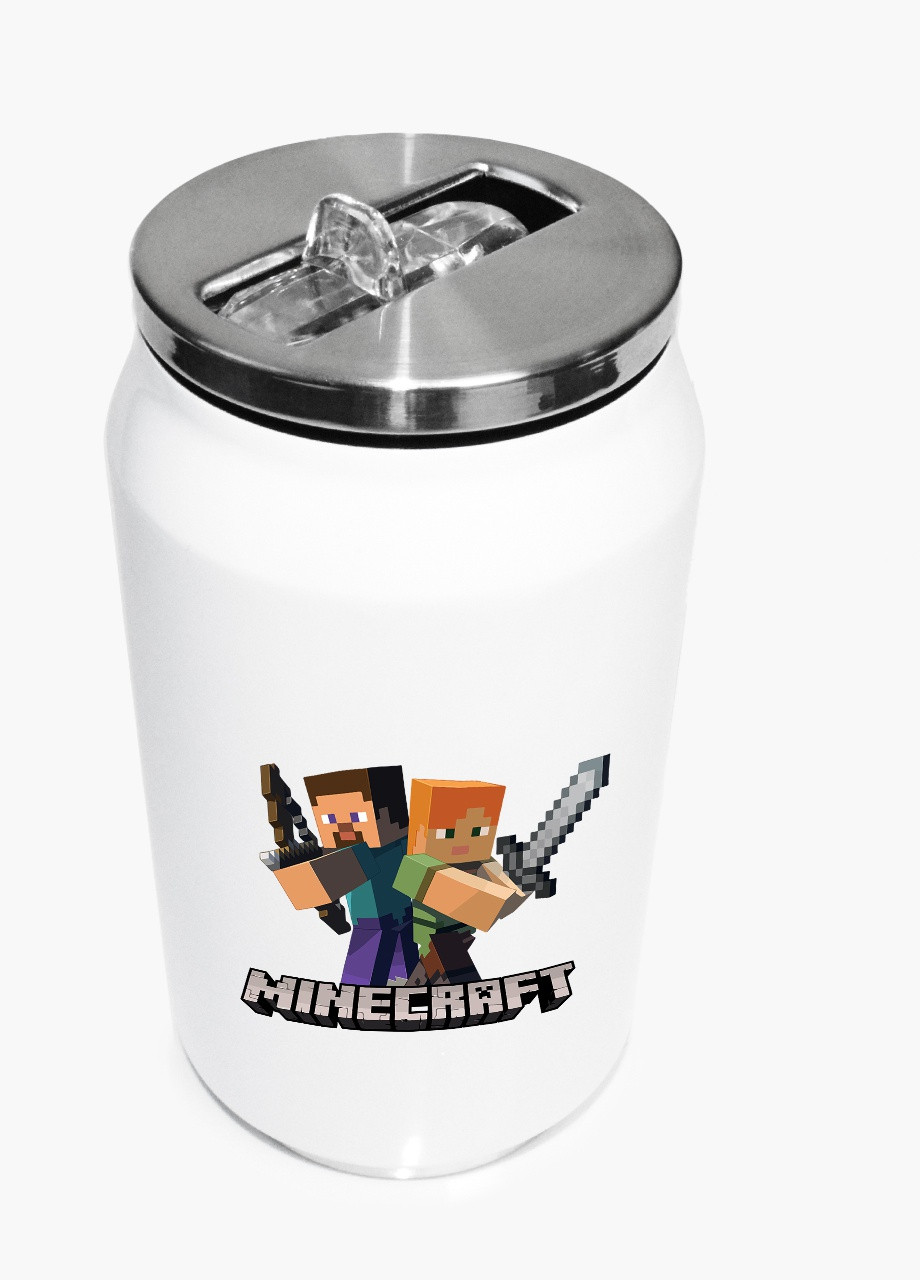 Термокружка термобанка из нержавеющей стали Майнкрафт игроки двое лого(Minecraft logo) 350 мл (31091-3614-350) MobiPrint (257517273)