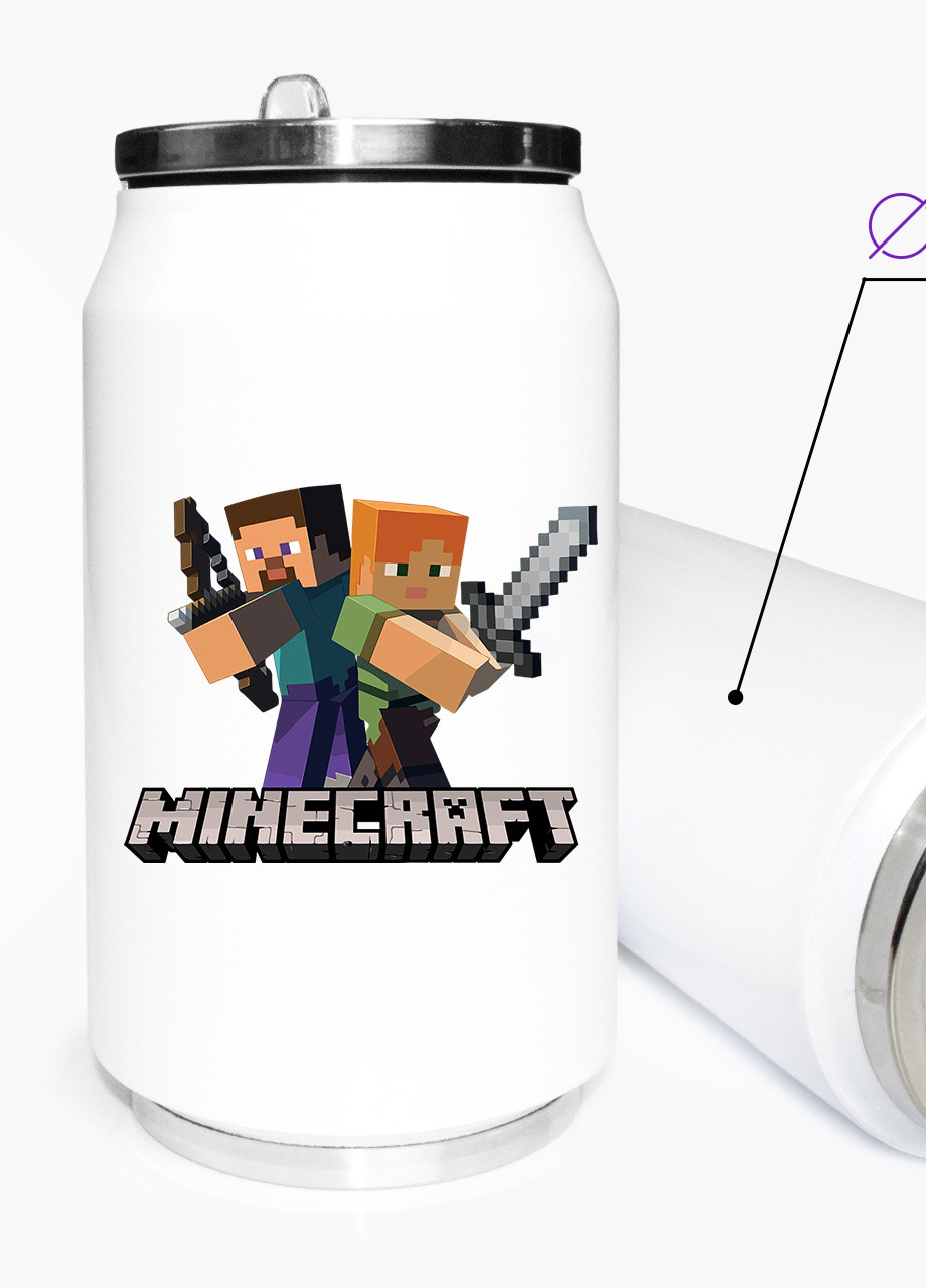 Термокружка термобанка из нержавеющей стали Майнкрафт игроки двое лого(Minecraft logo) 350 мл (31091-3614-350) MobiPrint (257517273)