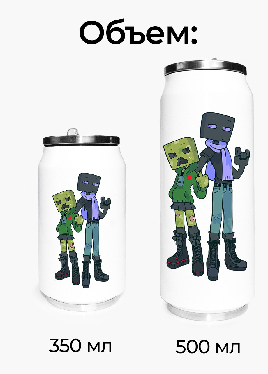 Термокружка термобанка з нержавіючої сталі Майнкрафт парочка мем арт(Minecraft mem art) 350 мл (31091-3618-350) MobiPrint (257517272)