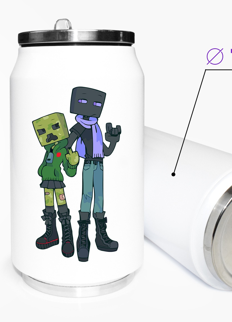 Термокружка термобанка з нержавіючої сталі Майнкрафт парочка мем арт(Minecraft mem art) 350 мл (31091-3618-350) MobiPrint (257517272)