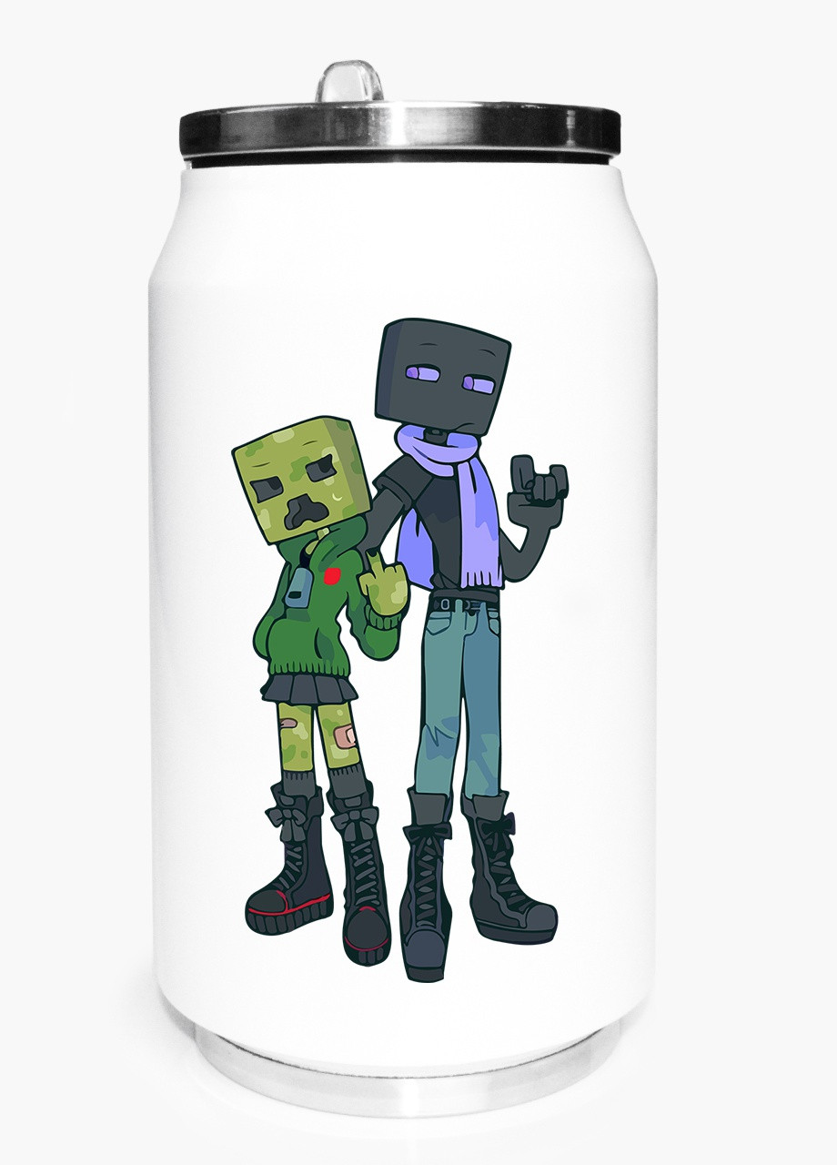 Термокружка термобанка з нержавіючої сталі Майнкрафт парочка мем арт(Minecraft mem art) 350 мл (31091-3618-350) MobiPrint (257517272)