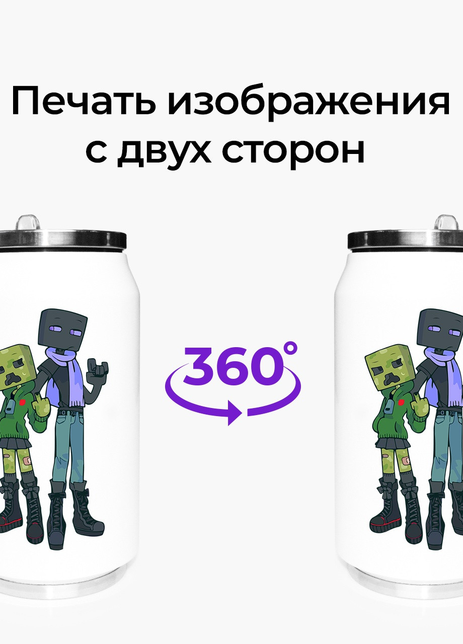 Термокружка термобанка з нержавіючої сталі Майнкрафт парочка мем арт(Minecraft mem art) 350 мл (31091-3618-350) MobiPrint (257517272)