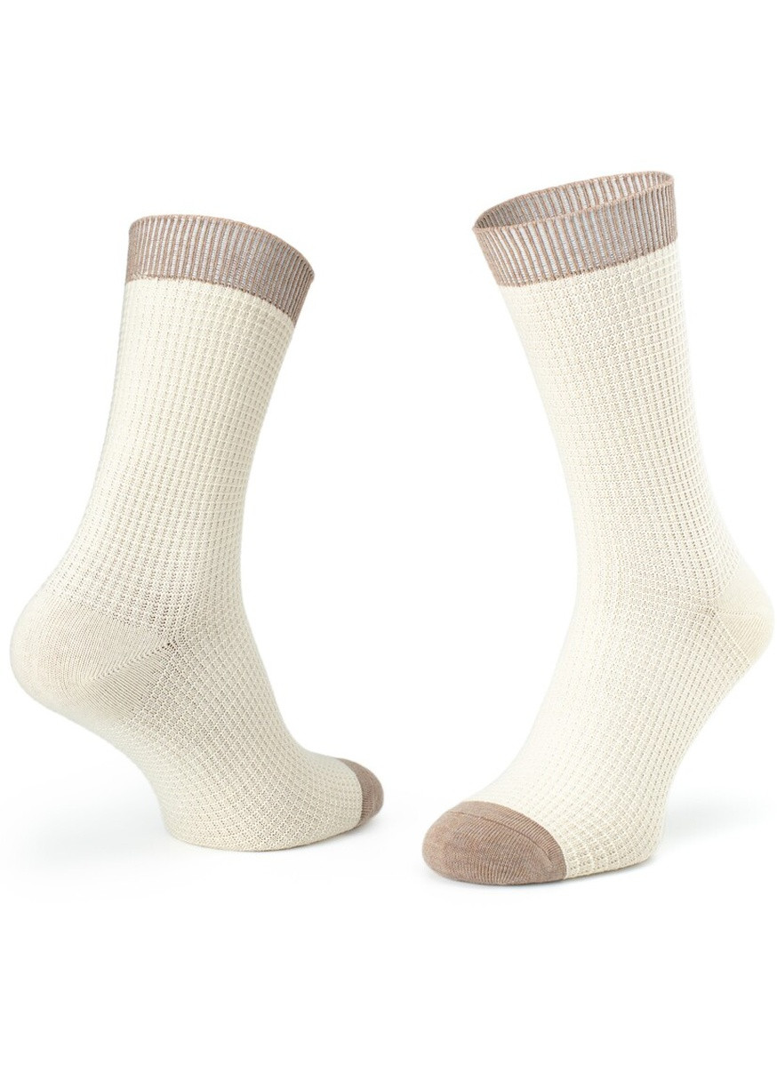 Бежевые носки соты, бежевый из чесанного хлопка Krago однотонные (257576705)