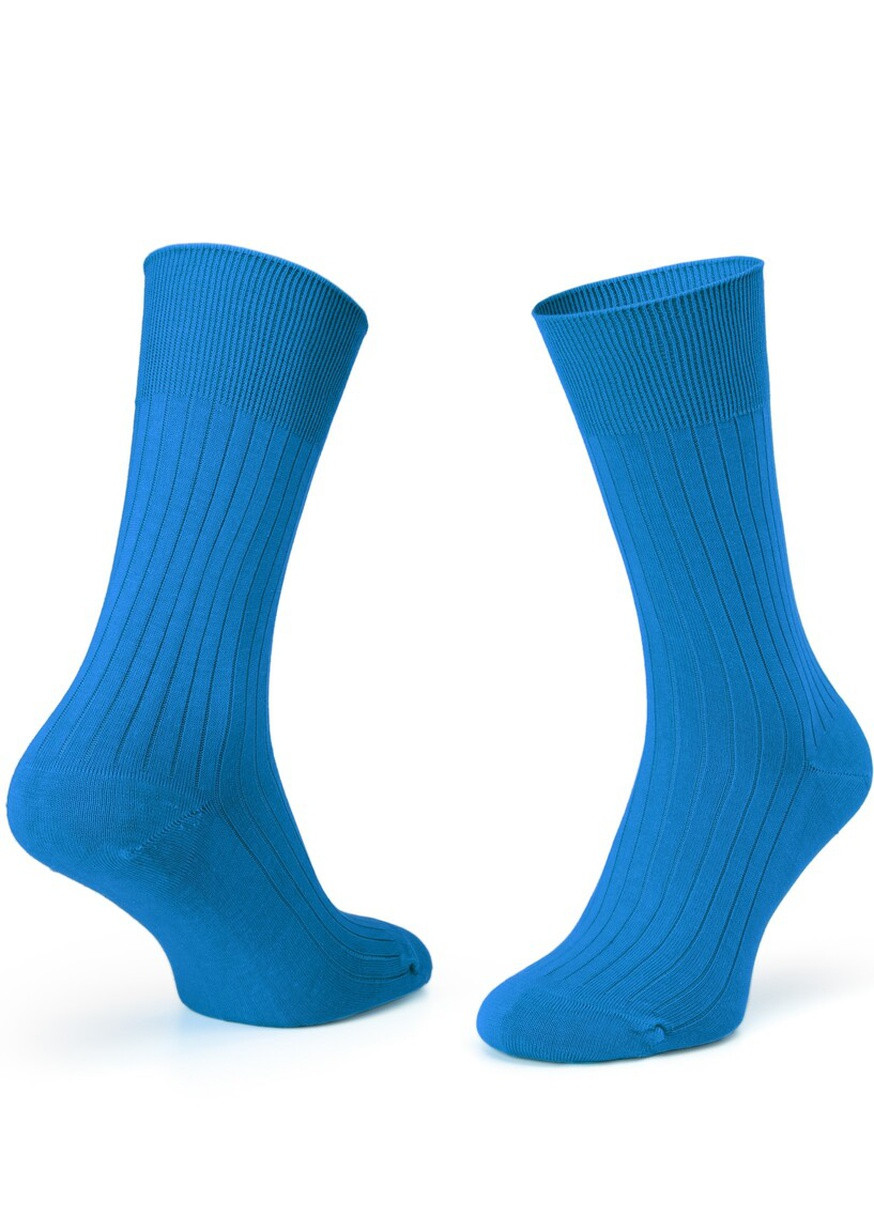Голубые носки bluette ribbed 39-42 с полосой с мерсиризированного хлопка Krago однотонные (257576844)
