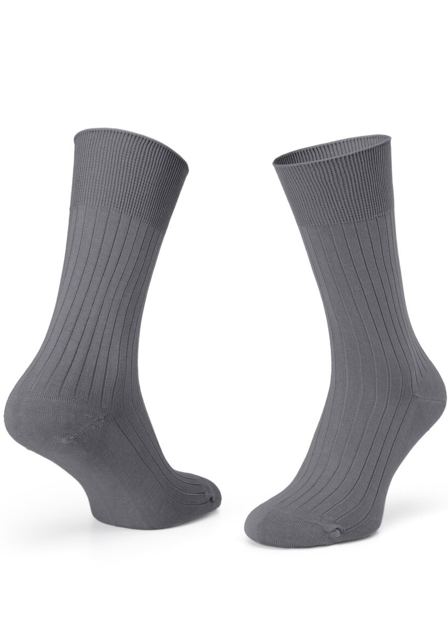 Серые носки fumo ribbed 39-42 с полосой с мерсиризированного хлопка Krago однотонные (257576848)