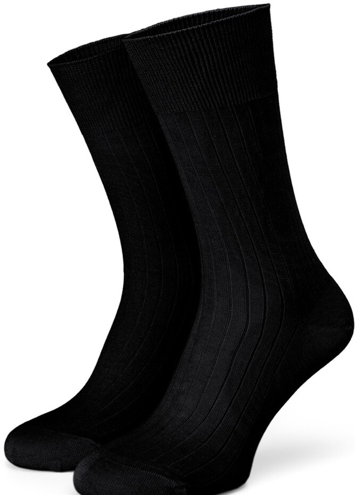 Чёрные носки nero ribbed 43-46 с полосой с мерсиризированного хлопка Krago однотонные (257576836)
