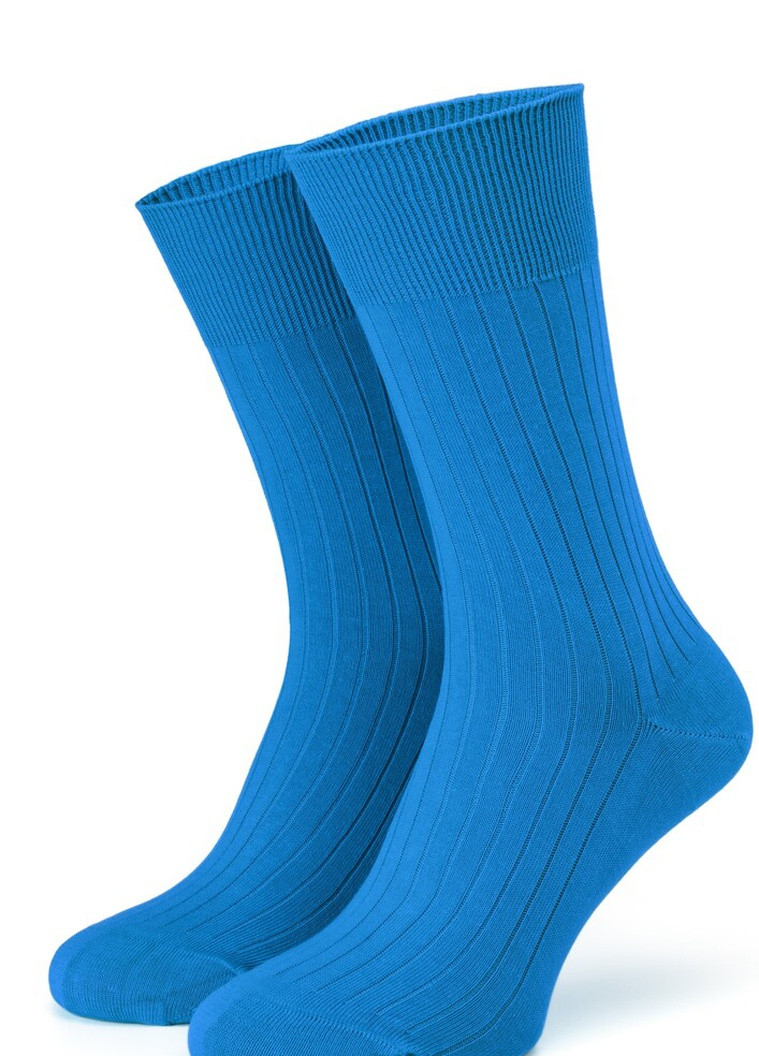 Голубые носки bluette ribbed 43-46 с полосой с мерсиризированного хлопка Krago однотонные (257576838)