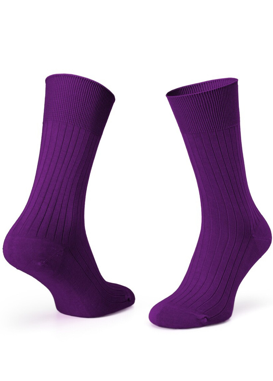 Фіолетові шкарпетки viola ribbed 43-46 з полосою з мерсирізованого хлопку Krago однотонні (257576852)