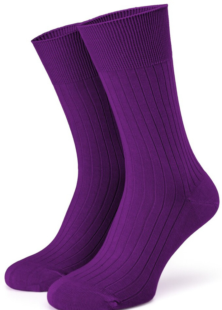 Фіолетові шкарпетки viola ribbed 43-46 з полосою з мерсирізованого хлопку Krago однотонні (257576852)