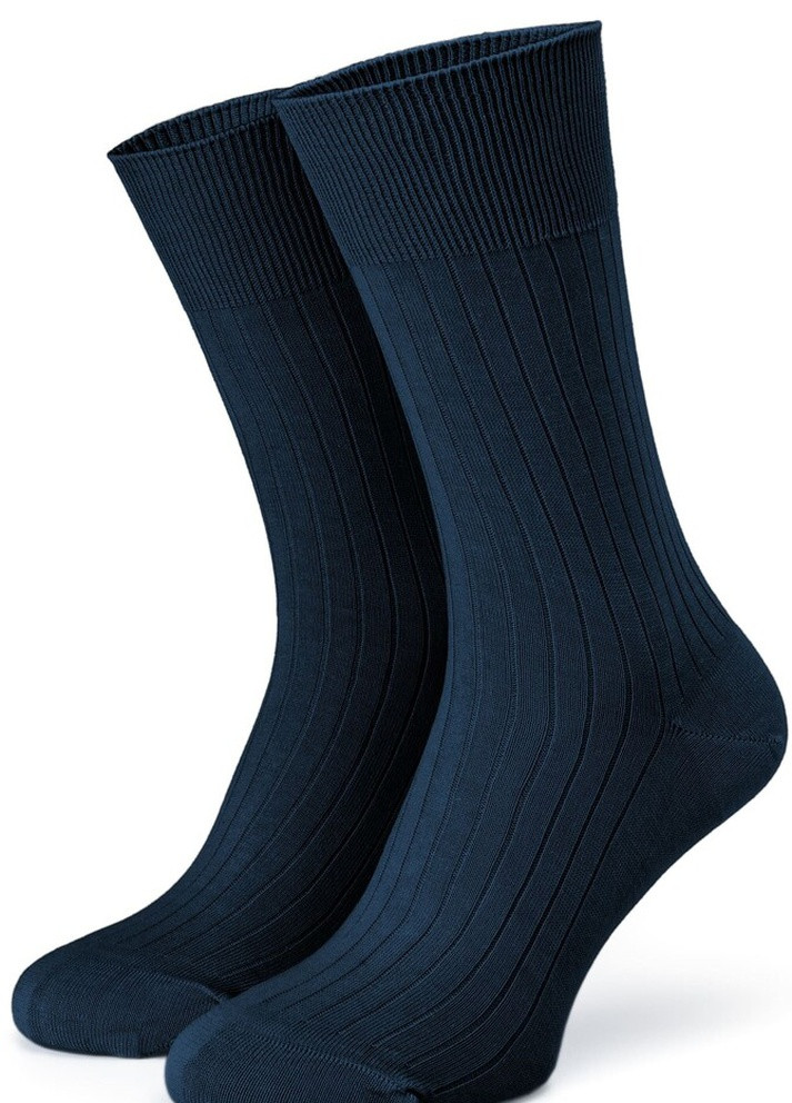 Синие носки oltremare ribbed 39-42 с полосой с мерсиризированного хлопка Krago однотонные (257576854)