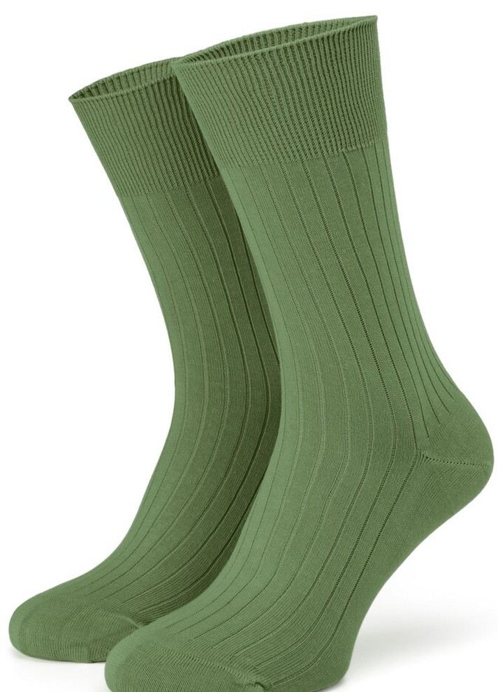 Зелёные носки loden ribbed 43-46 с полосой с мерсиризированного хлопка Krago однотонные (257576853)