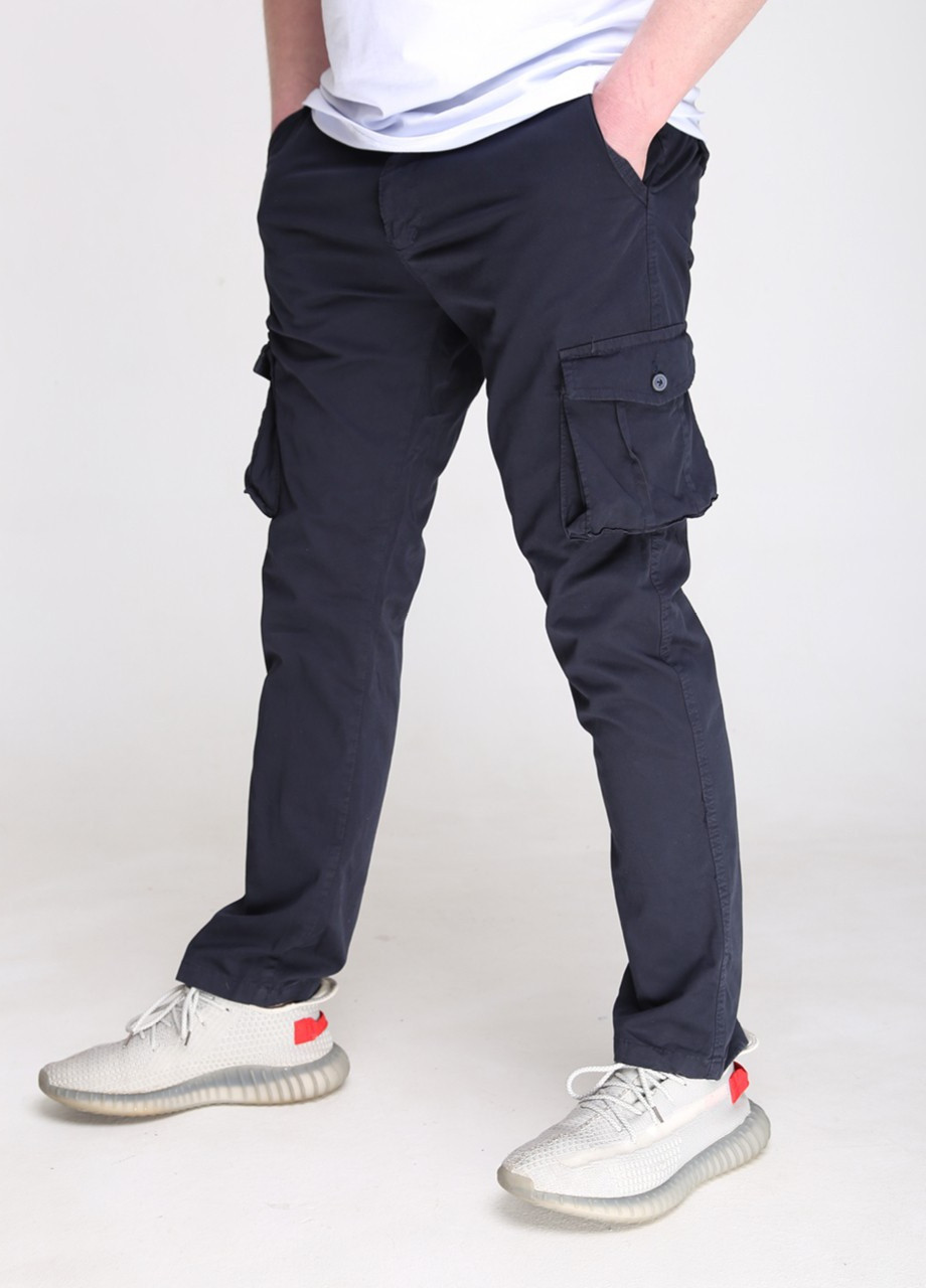 Чоловічі штани темно-сині прямі з кишенями тонкі JEANSclub прямая (257557430)