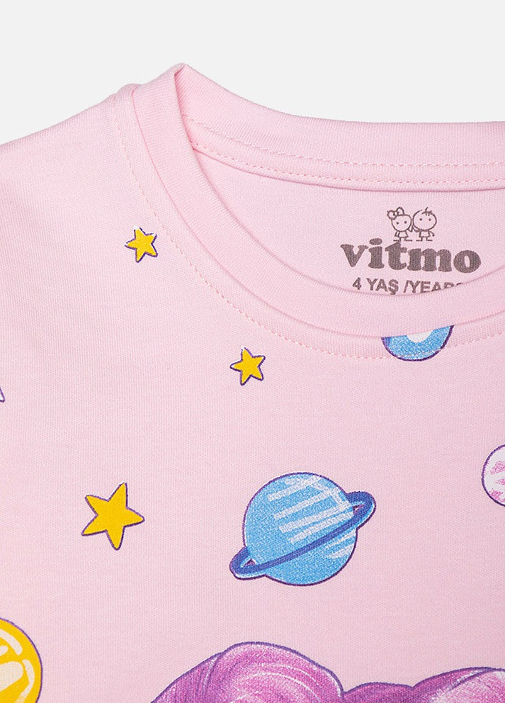Розовая всесезон пижама длинная рувка для девочки. Vitmo