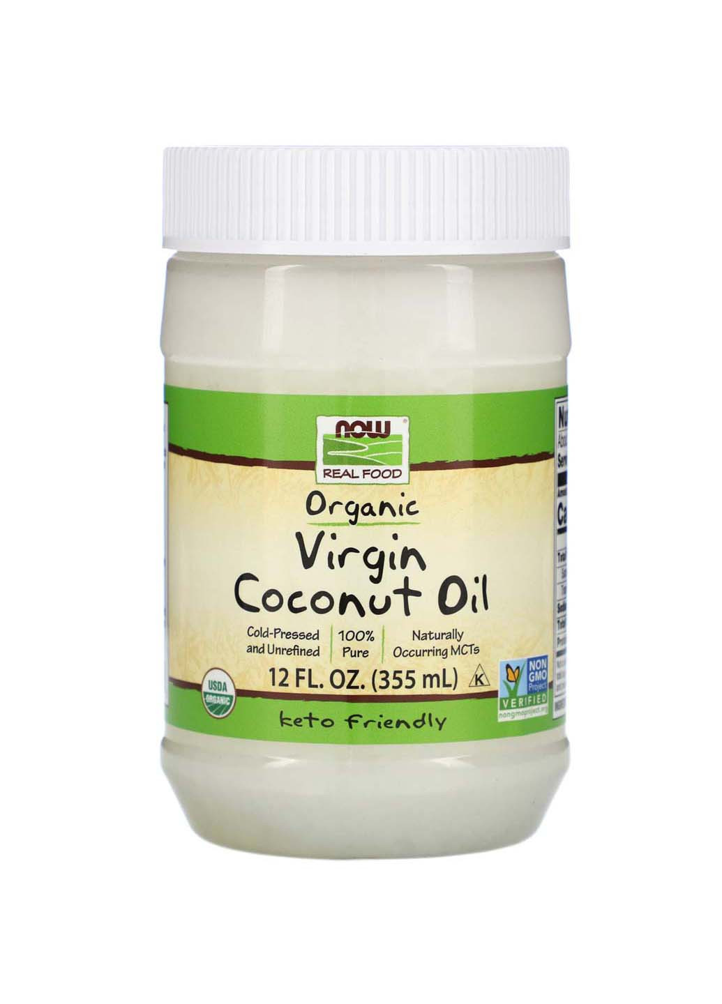 Кокосова олія Coconut Oil Real Food першого віджиму органічна 355 мл Now Foods (257559789)