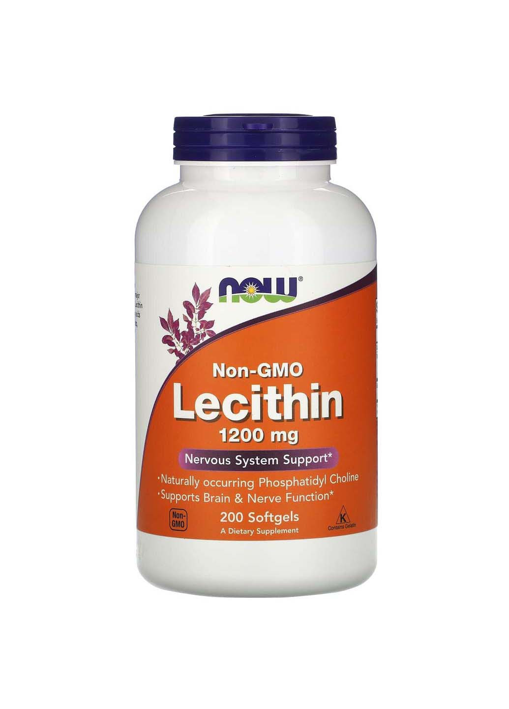 Лецитин Lecithin 1200 мг 200 гелевих капсул Now Foods (257559821)