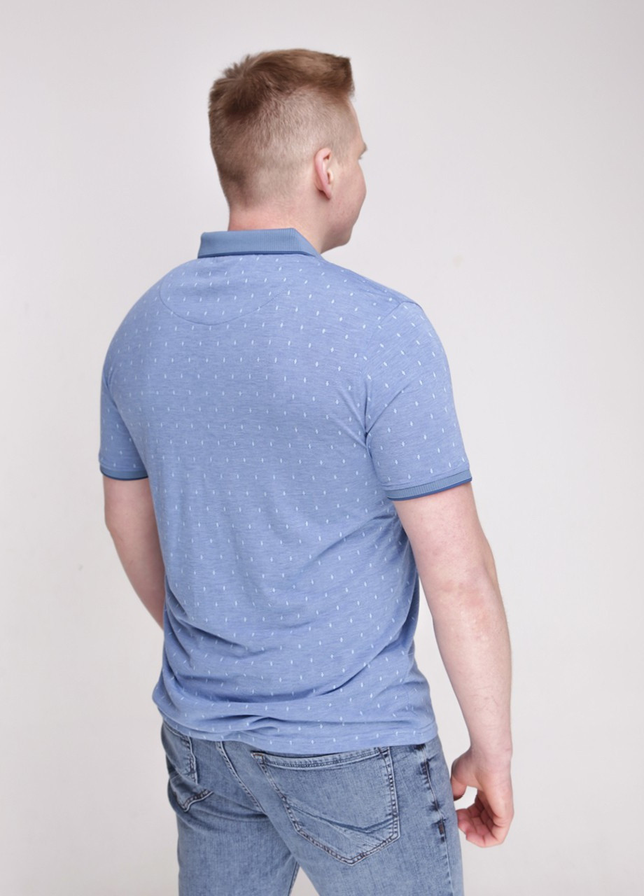 Голубой футболка-поло мужское голубое тонкое в ромбик для мужчин MCS