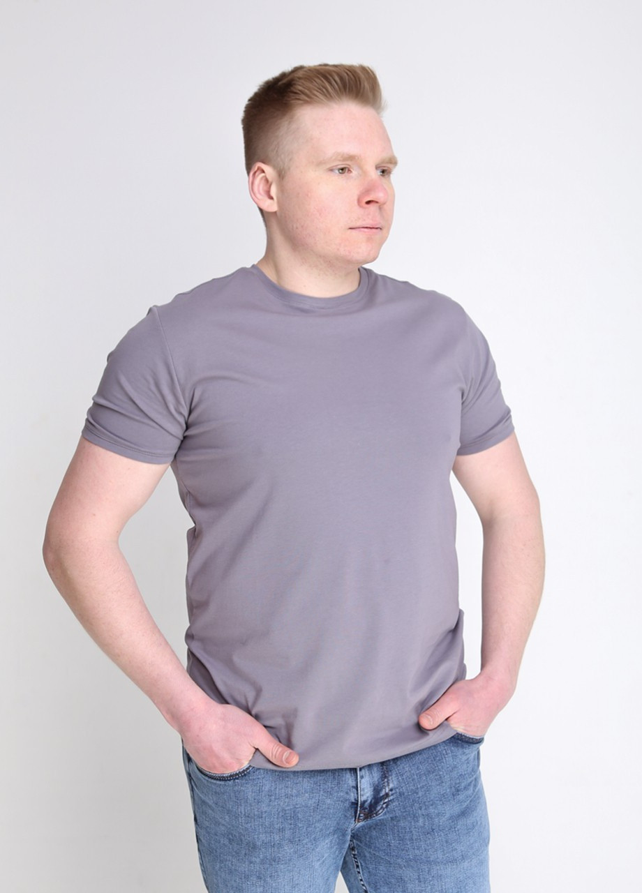 Серая футболка мужская серая однотонная прямая с коротким рукавом MCS Прямая