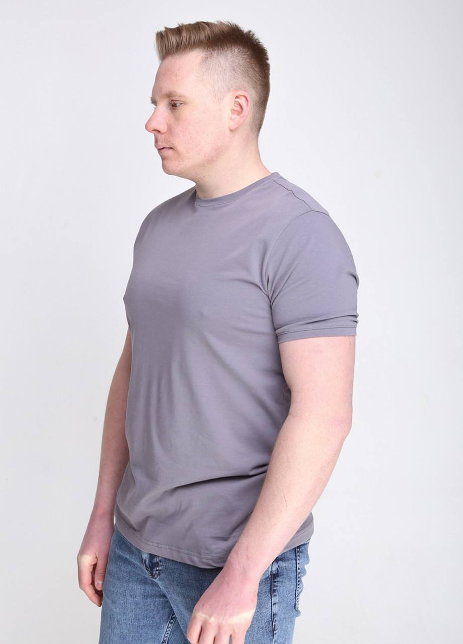 Серая футболка мужская серая однотонная прямая с коротким рукавом MCS Прямая