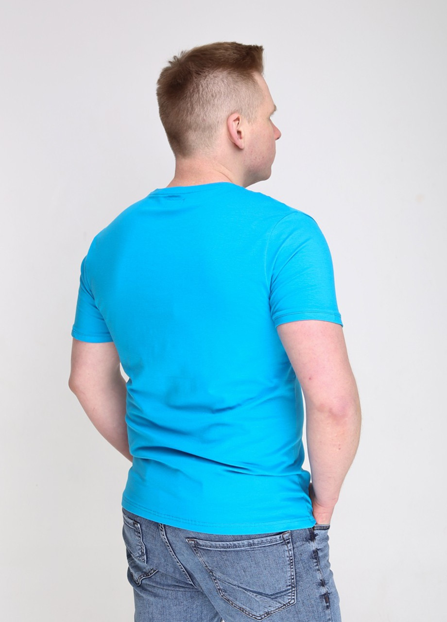 Голубая футболка мужская голубая однотонная прямая с коротким рукавом MCS Прямая