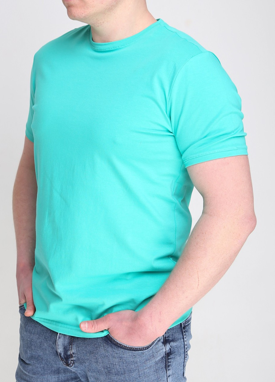 Зелена футболка чоловіча зелена однотонна пряма з коротким рукавом MCS Прямая