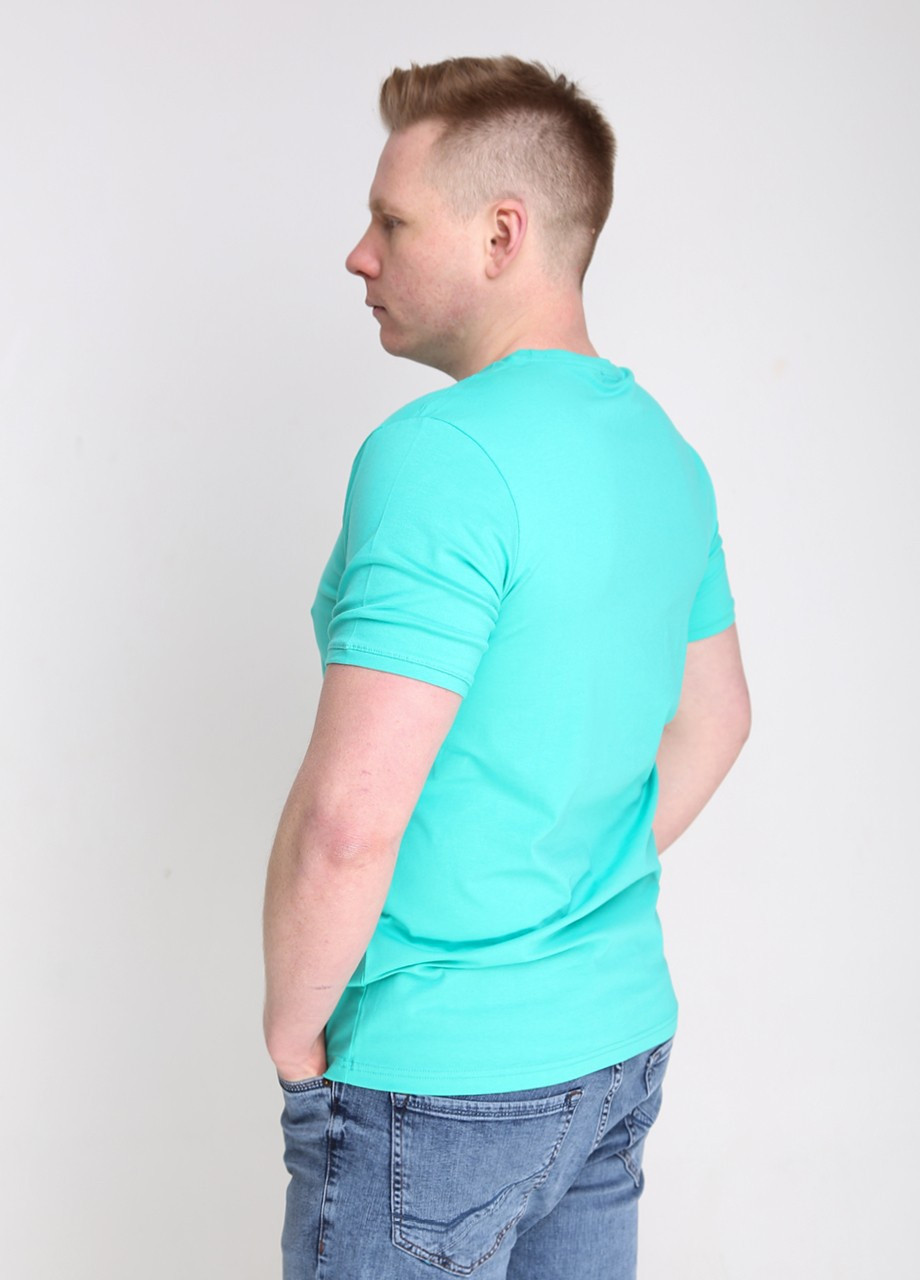 Зеленая футболка мужская зеленая однотонная прямая с коротким рукавом MCS Прямая