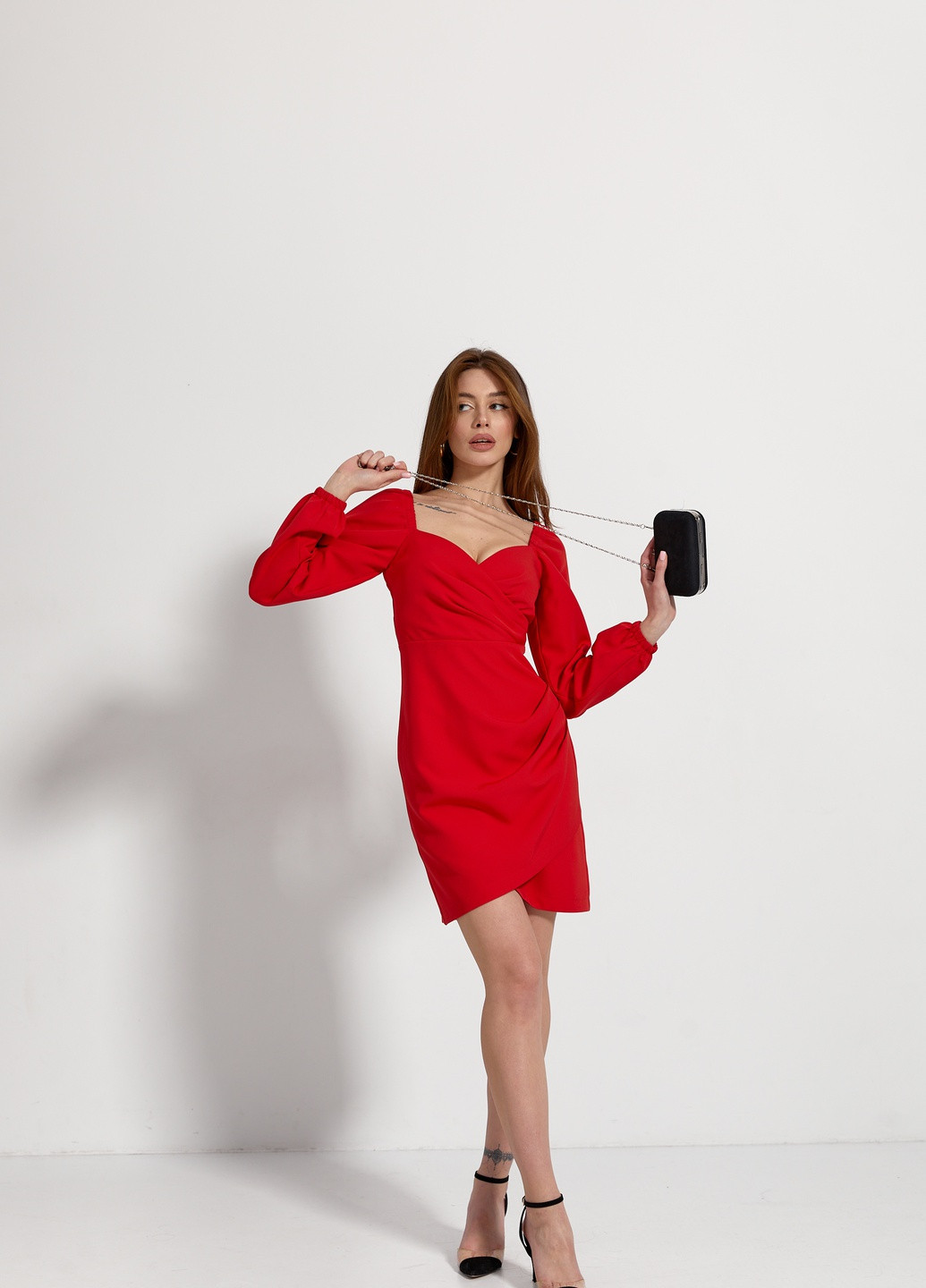Красное кэжуал платье SL-ARTMON однотонное