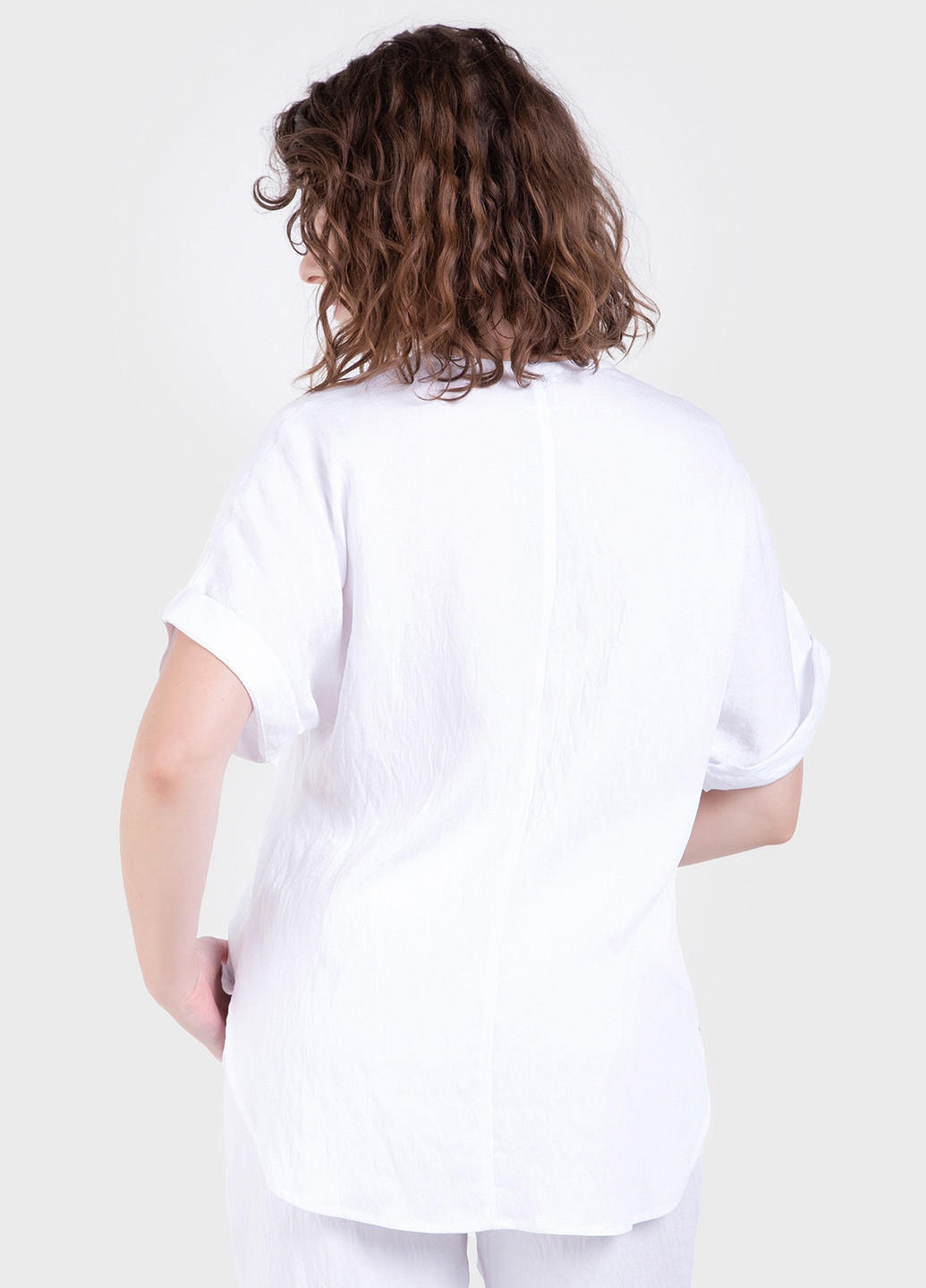 Біла літня оверсайз футболка з льону-жатки 800000044 з коротким рукавом Merlini Салерно