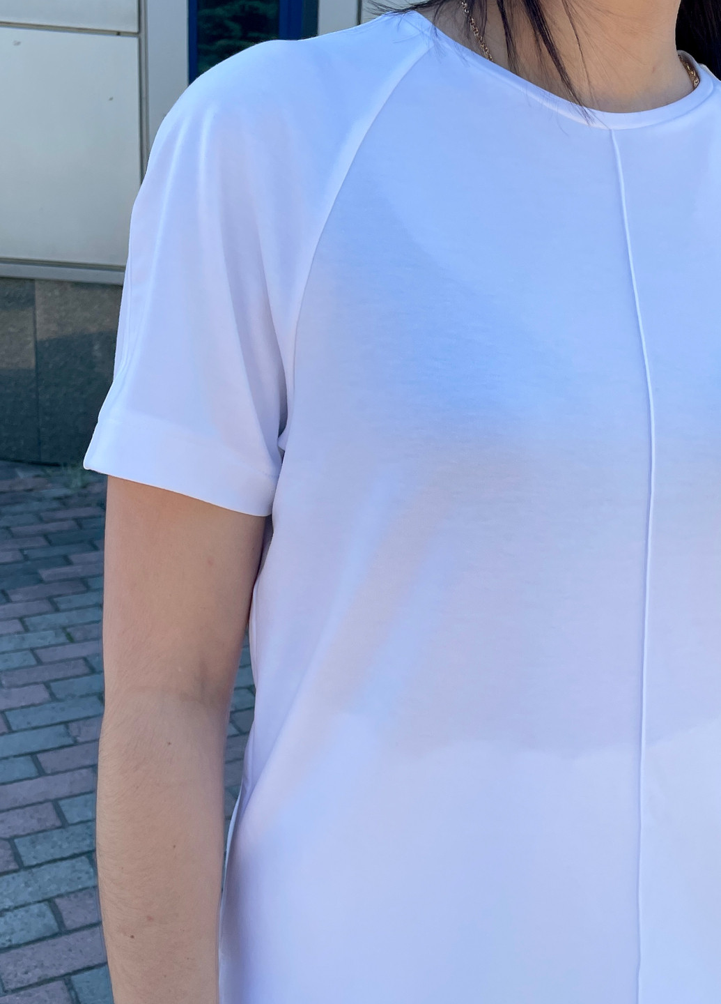 Белая летняя оверсайз футболка 800000030 с коротким рукавом Merlini Финистер
