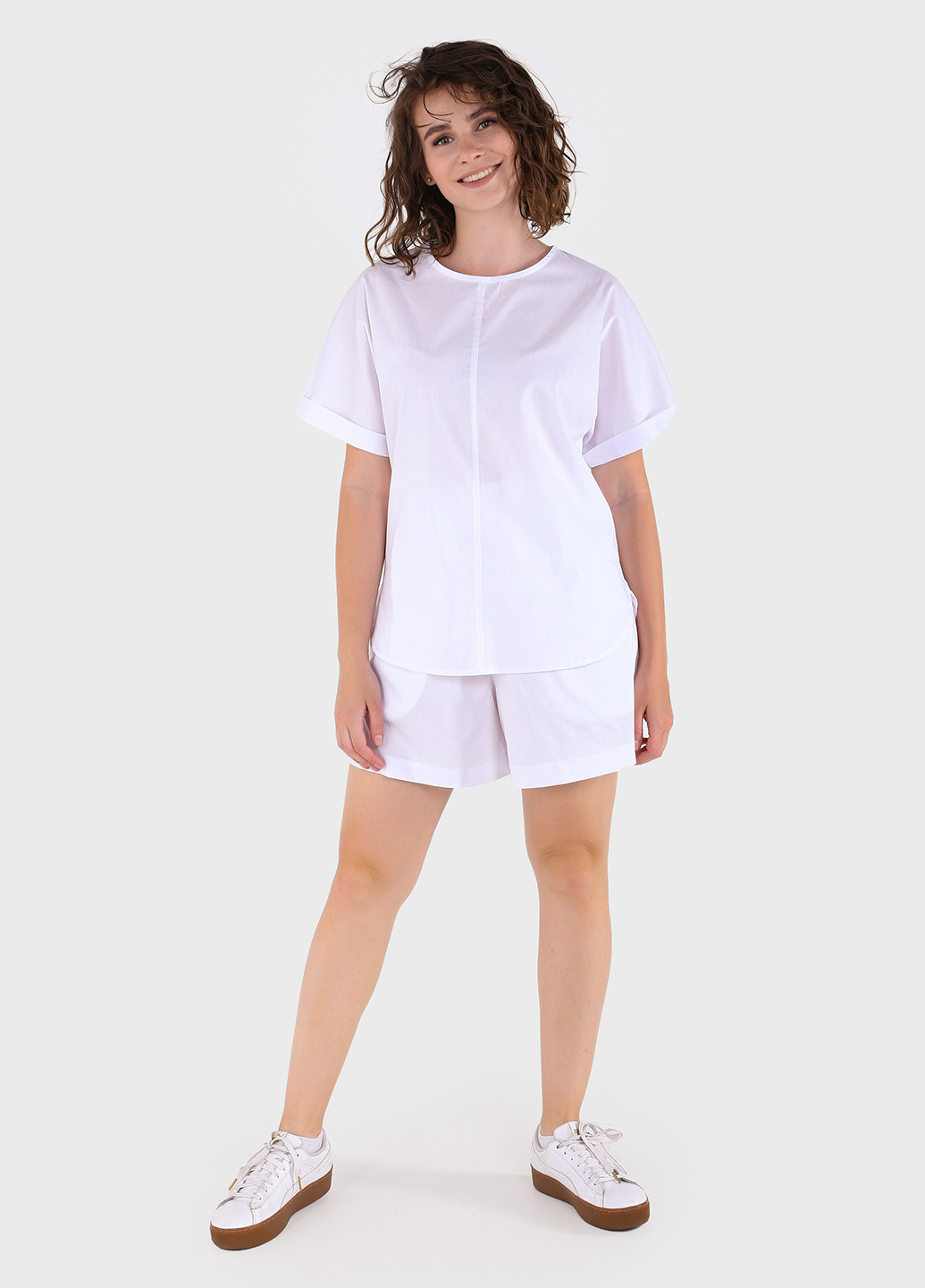Белая летняя оверсайз хлопковая футболка 800000041 с коротким рукавом Merlini Ливорно