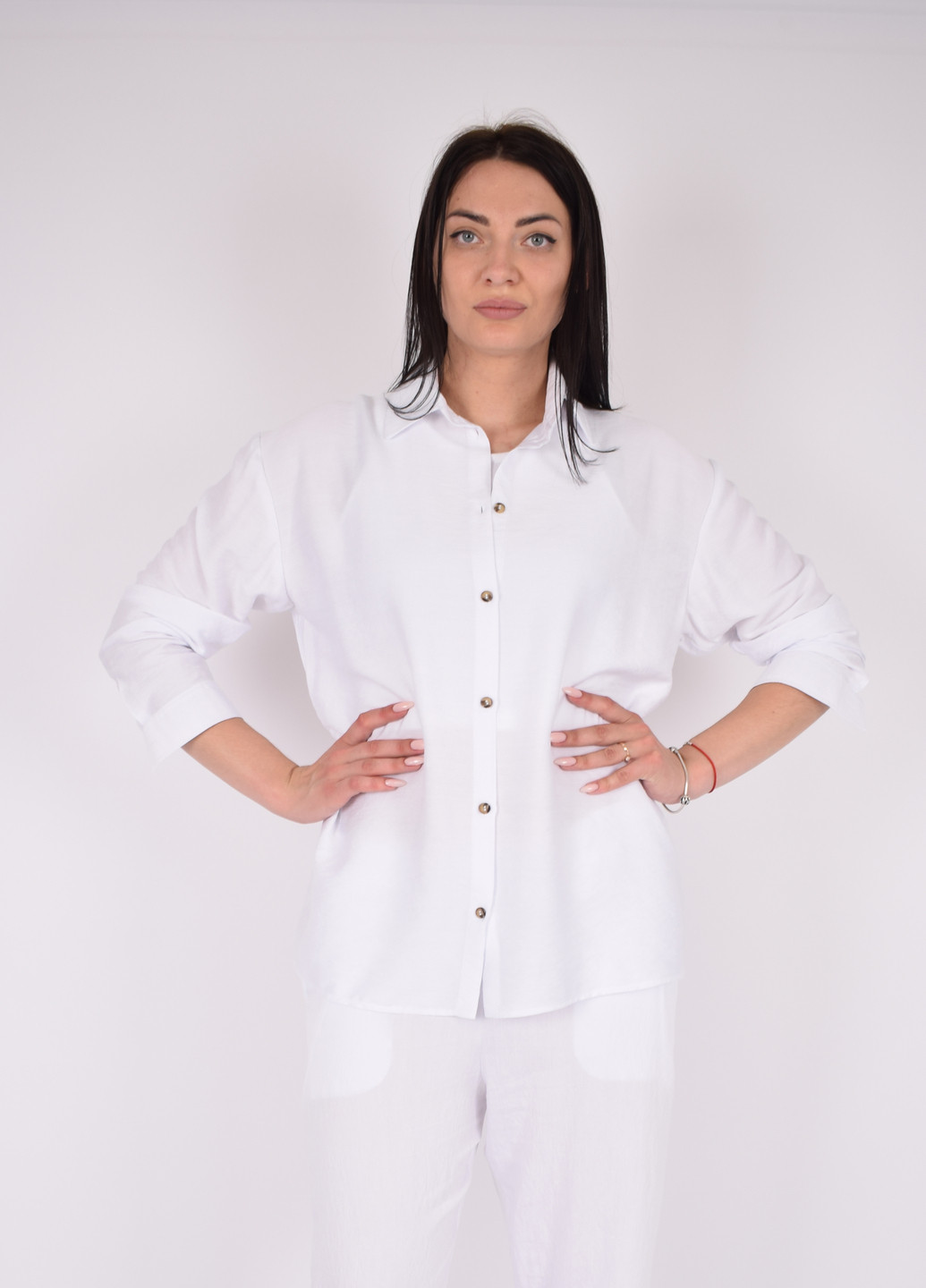 Сорочка з довгим рукавом білого кольору з льону 200000069 Merlini беллуно (257559360)