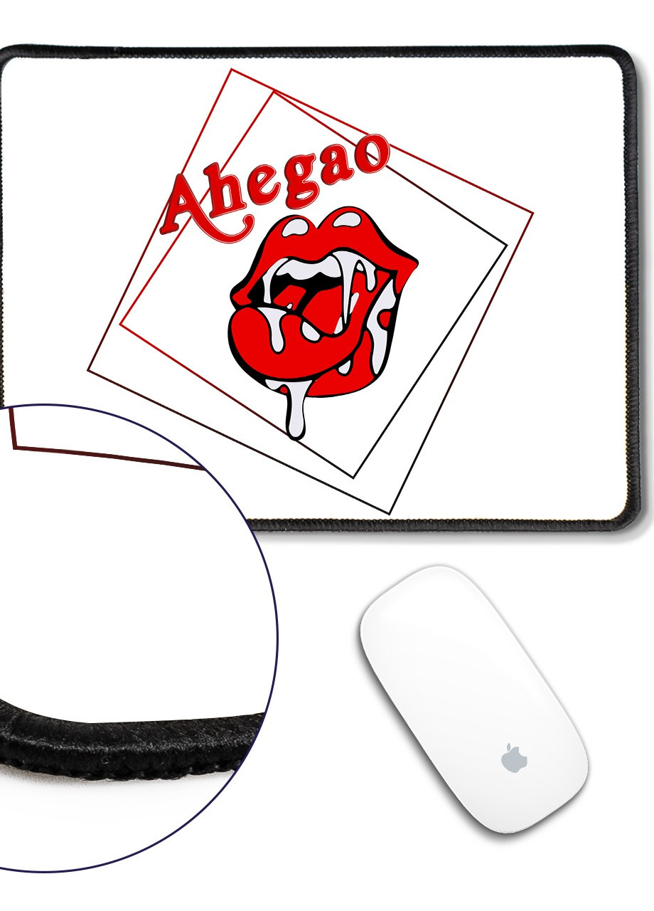 Коврик для мышки с оверлоком Ахэгао губы-лого(Ahegao girl) (5962-3503-L) 24x20 см MobiPrint (257579998)