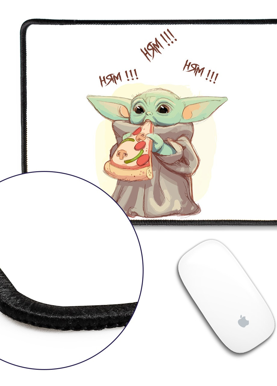 Килимок для миші з оверлоком Грогу піца(Grogu Baby Yoda) (5962-3519-L) 24x20 см MobiPrint (257580289)