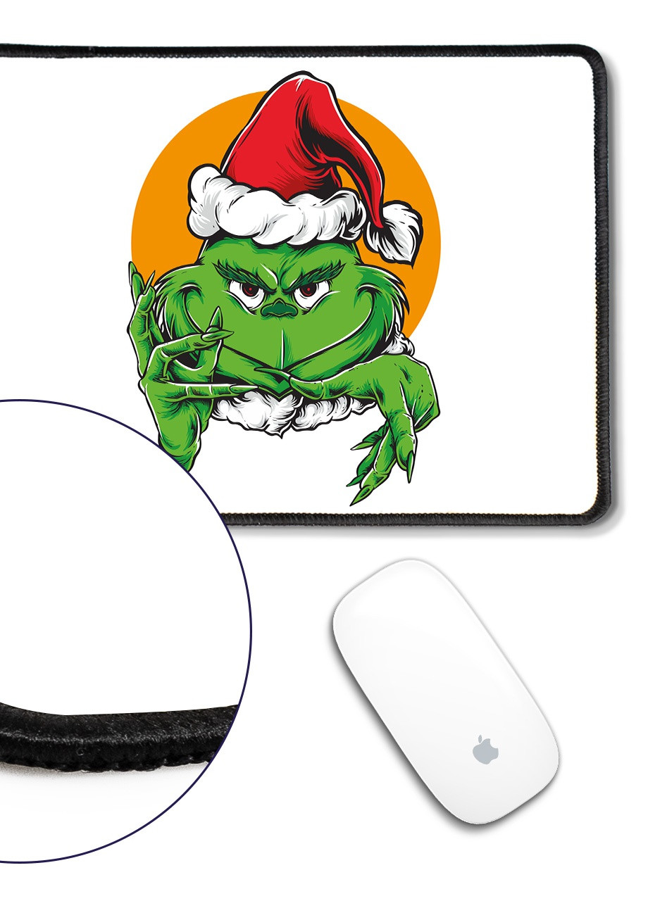 Коврик для мышки с оверлоком Гринч хитрая рожица(Grinch) (5962-3547-L) 24x20 см MobiPrint (257580327)