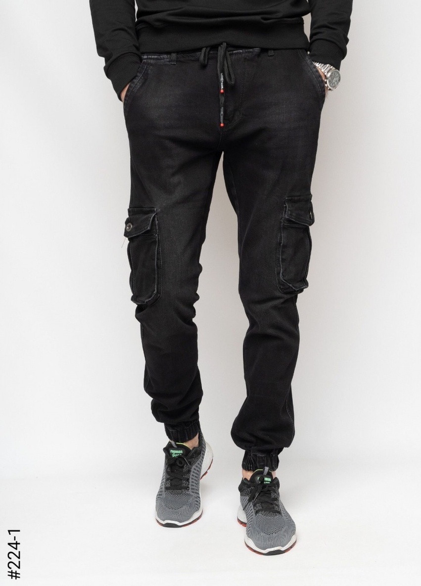 Черные демисезонные джинси манжет джогери 224 BL Vingvgs