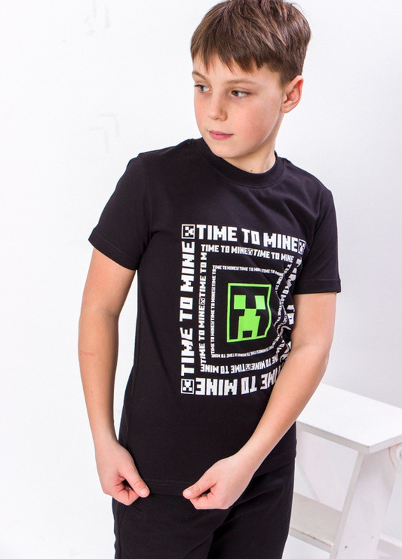 Чорна літня футболка для хлопчика "gamer" р. 158 minecraft (чорний) носи своє (6021g-v5) Носи своє
