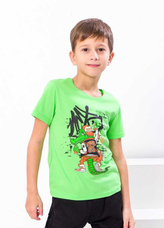 Зеленая летняя футболка для хлопчика р. 134 салатовий (крокодил) носи своє (6021-001-33-1-4-v3) Носи своє