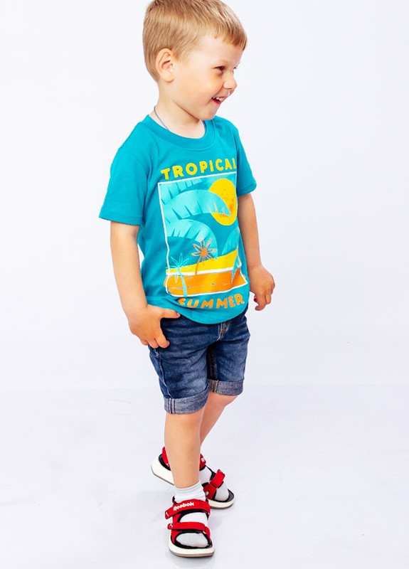 Голубая летняя футболка для хлопчика р. 92 морська хвиля носи своє (6021-001-33-1-4-v59) Носи своє
