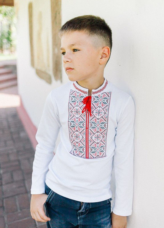 Белая праздничный рубашка с украинской символикой Носи своє