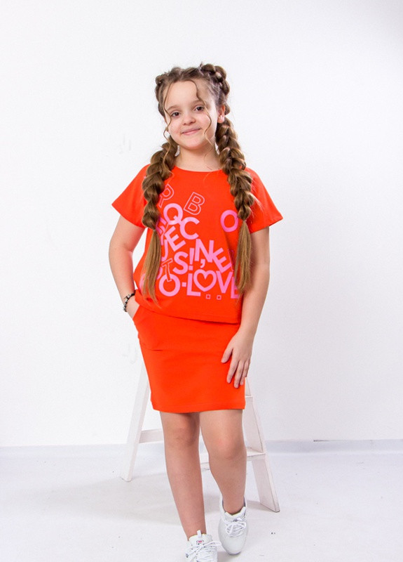 Помаранчевий літній комплект для дівчинки (підлітковий) помаранчевий носи своє (p-5926-103337) Носи своє