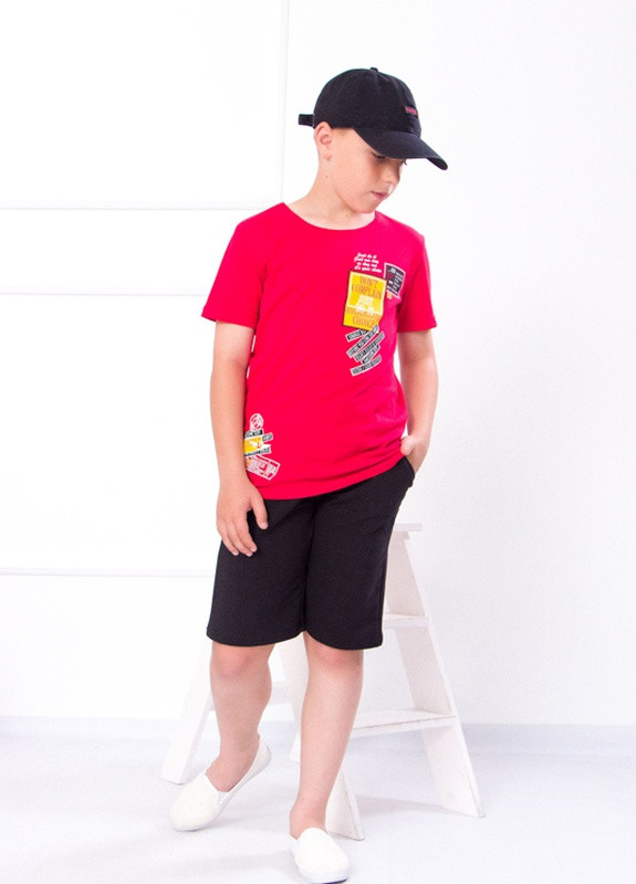 Красный летний комплект для хлопчика (підлітковий) червоний+чорний носи своє (p-5060-73528) Носи своє